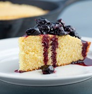 Skillet Corn Cake with Stewed Cherries