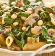 Pasta with Grilled Chicken, White Beans & Mushrooms