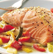 Basil Salmon and Julienne Vegetables
